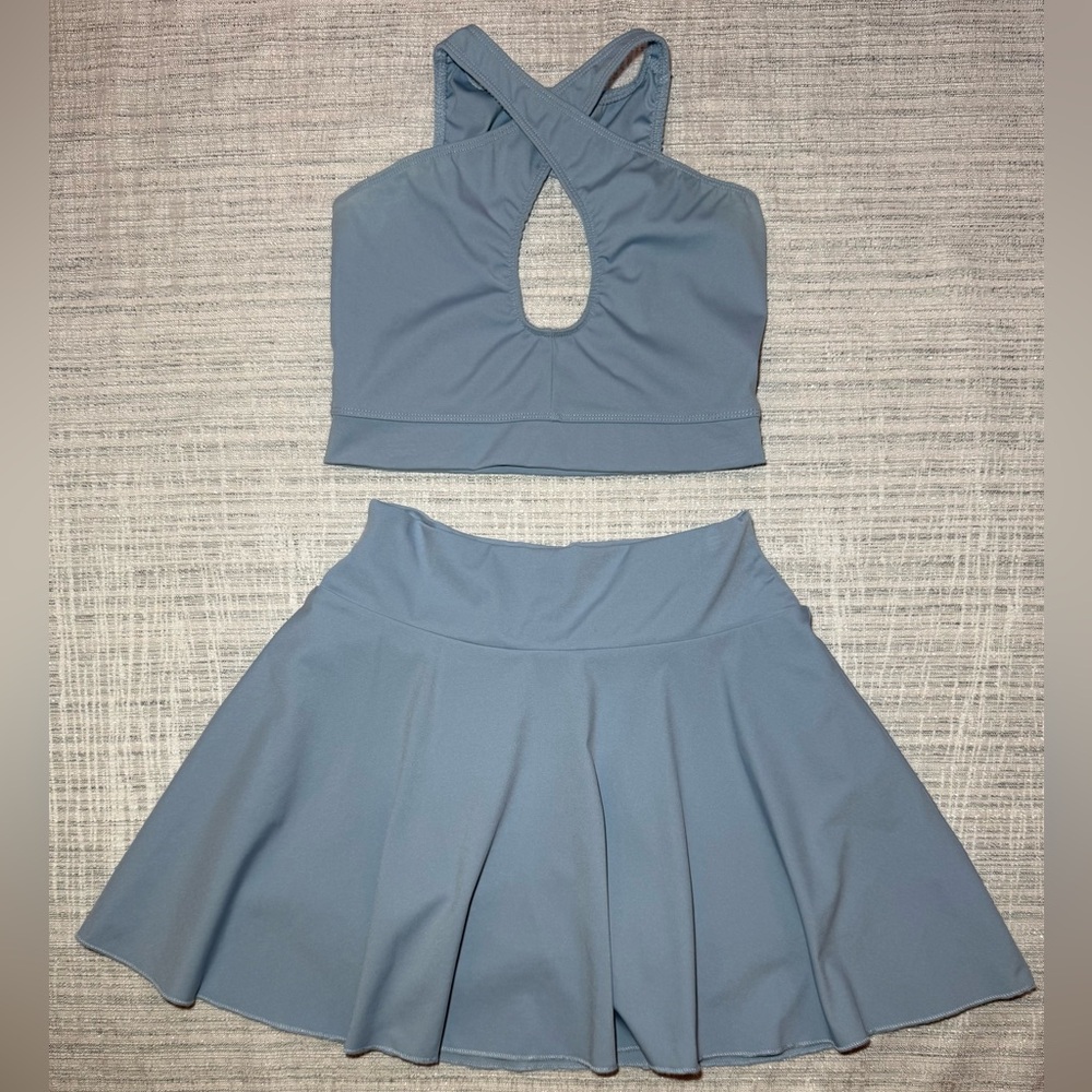 Blue Tennis Skort & Halter Sports Bra Set | Size S